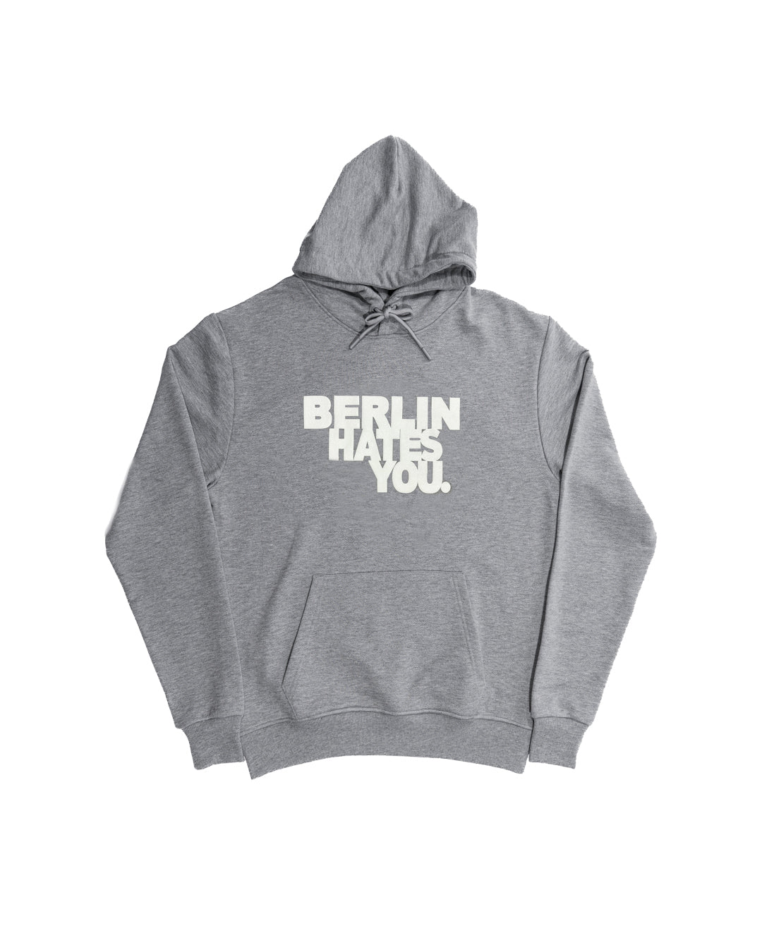 BERLIN HATES YOU. GREY WHITE PUFFER PRINT